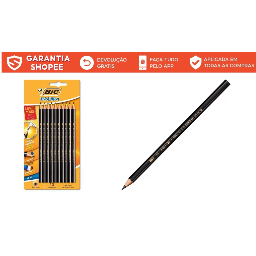 Kit de Lápis Preto Hb 2 Bic Evolution Redondo Com 10 Unidades em Oferta na Shopee