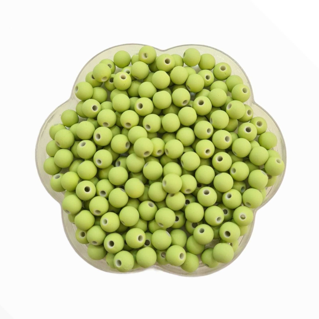Miçanga - Bola Emborrachada - Verde Limão - 8mm - Pct c/ 50gr