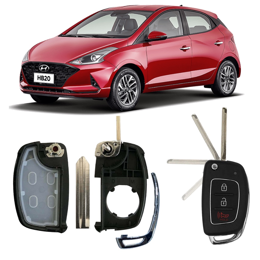 Capa Para Chave Canivete 3 Botões / Sem Circuito / para Hyundai HB20, HB20 Sedan e HB20 X - Automobiles