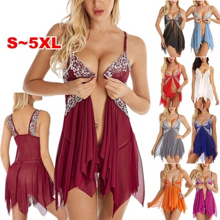 Cores S ~ 5Xl 11 Sexy Lingerie Mulheres Oco Lace Vestido Babydoll Camisola Sleepwear