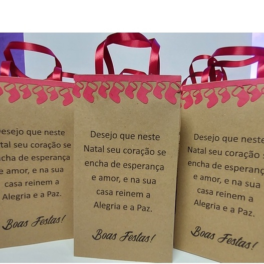 Sacola para lembrancinha de natal e ano novo - Pacote com 10 unidades -  13,5cmX5cmX24cm | Shopee Brasil