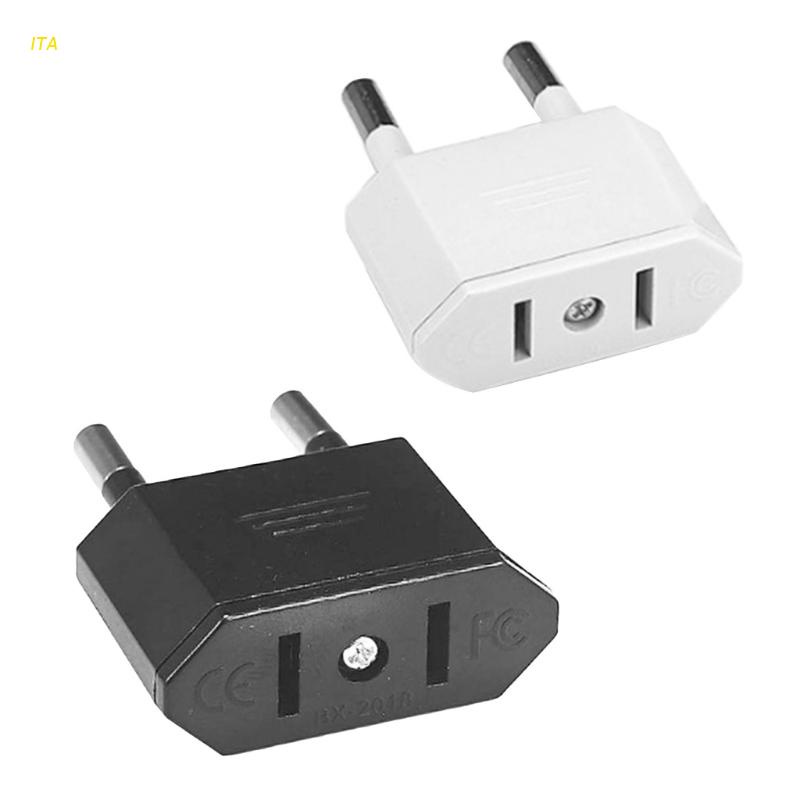 ITA Plugue Europeu Para Americano Plug Adapter Travel Power 2 Pin Tomada De Parede Adaptador De Viagem Conversors De Energia