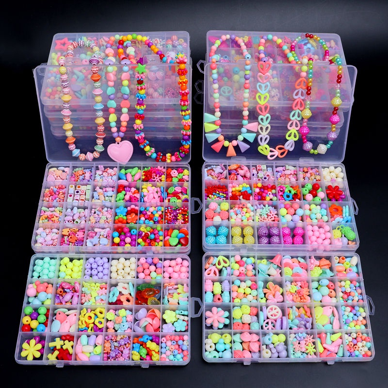 10000pcs Brinquedo De Infantil Feito A Mão Com Contas De Bricolagem Espaçadores Criativos De Artesanato Fazendo Pulseira Colar Jóias Kit