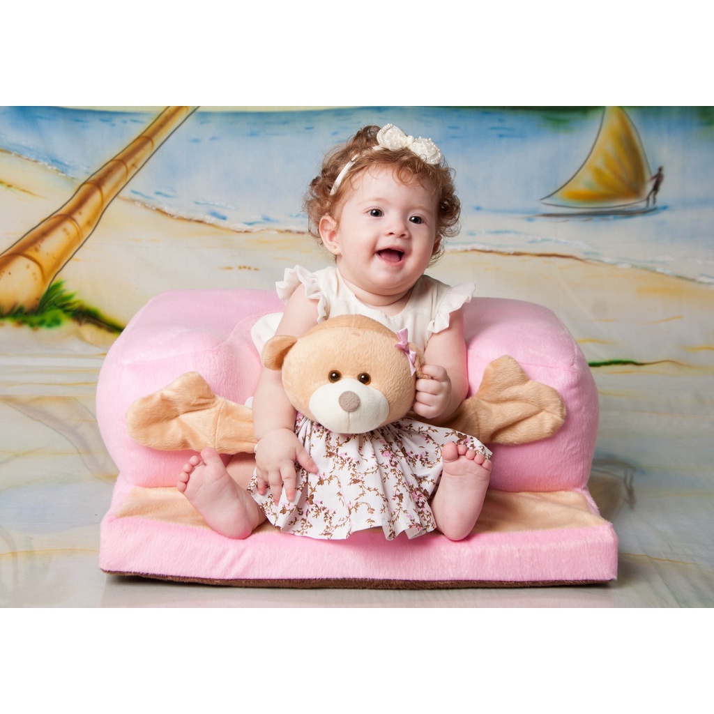 Almofada Sofa Puff P Bebe Sentar Antialergico Ursinha Menina Rosa Shopee Brasil