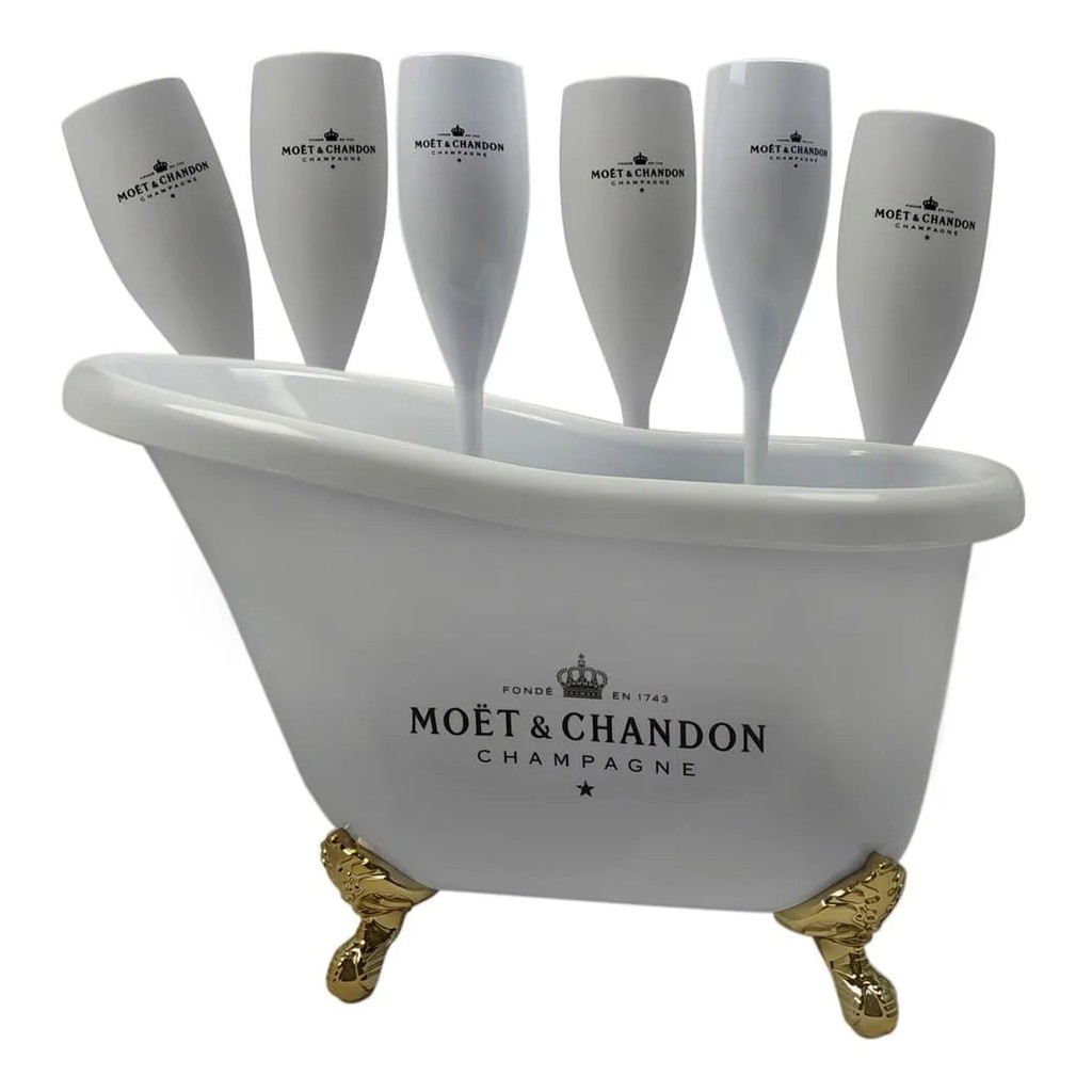 Champanheira Banheira Branca Vinho Moet Chandon + 6 Taças