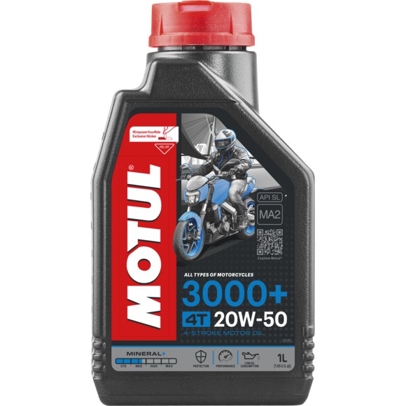 Óleo Lubrificante Motul 3000+ 20W50 4T Mineral 1 Litro