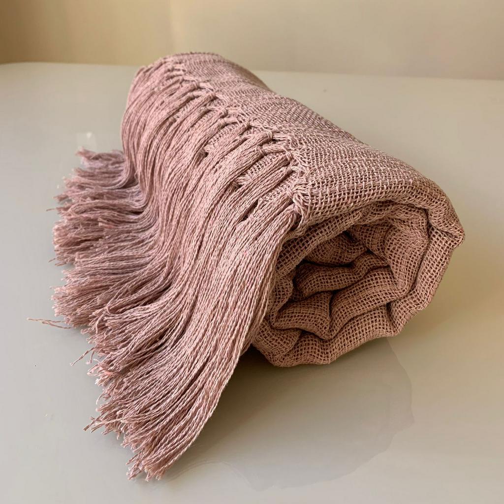 Manta Para Sofá E Poltrona Rosé Luxo 1,20 X 1,80 M 100% Algodão Tear Mineiro