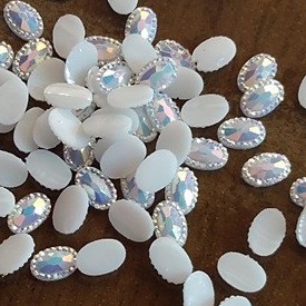26 peças oval epoxi 4x6 varias cores (pedrarias para adesivos e joias de unhas)