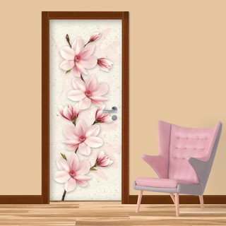 Adesivo Para Portas Madeira E Vidro - Rosas, Flores Aquarela