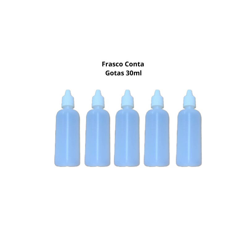 05 Frasco Plástico Conta Gotas 30ml Tampa C/ Lacre - Polietileno de alta densidade - PEAD