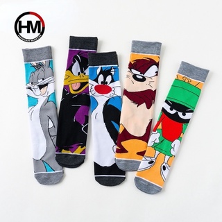 Kit 5 Pares Meias de algodão de desenho animado fofa moda unissex