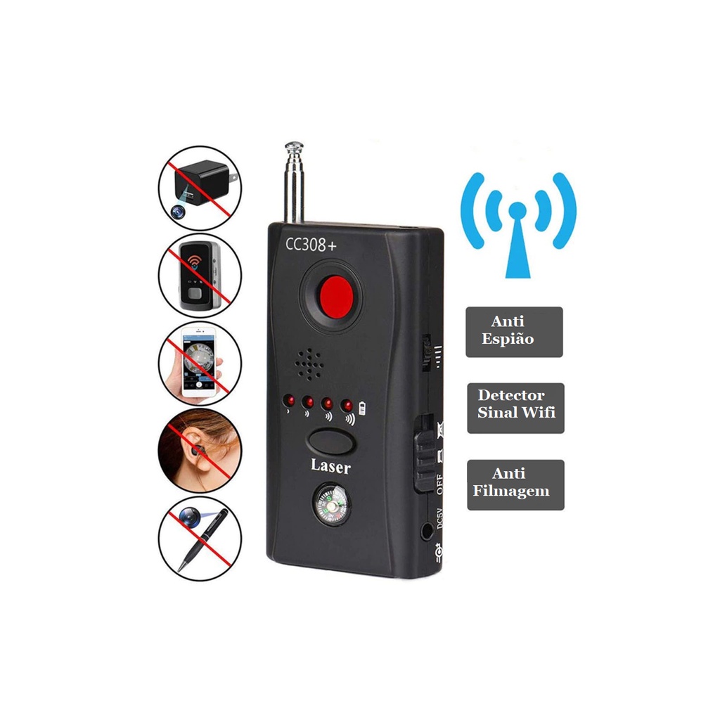 Detector Localizador  De Cameras Escutas Grampos Escondidos Cc308 Anti Spy Detecta Sinal RF