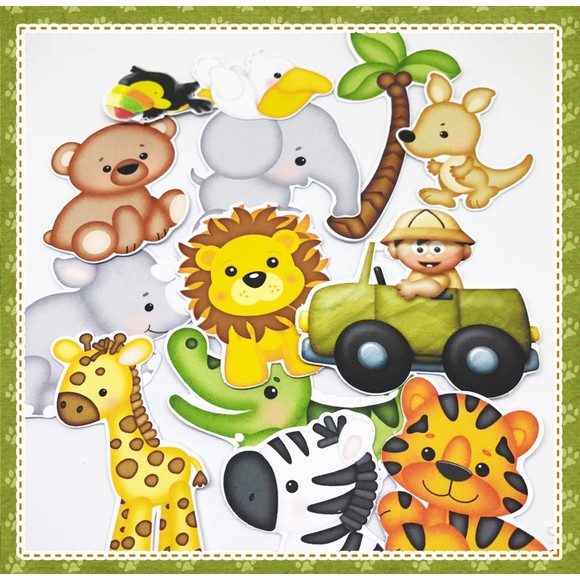 Apliques Safari - Zoo - Animais - Selva -  - 50 unidades