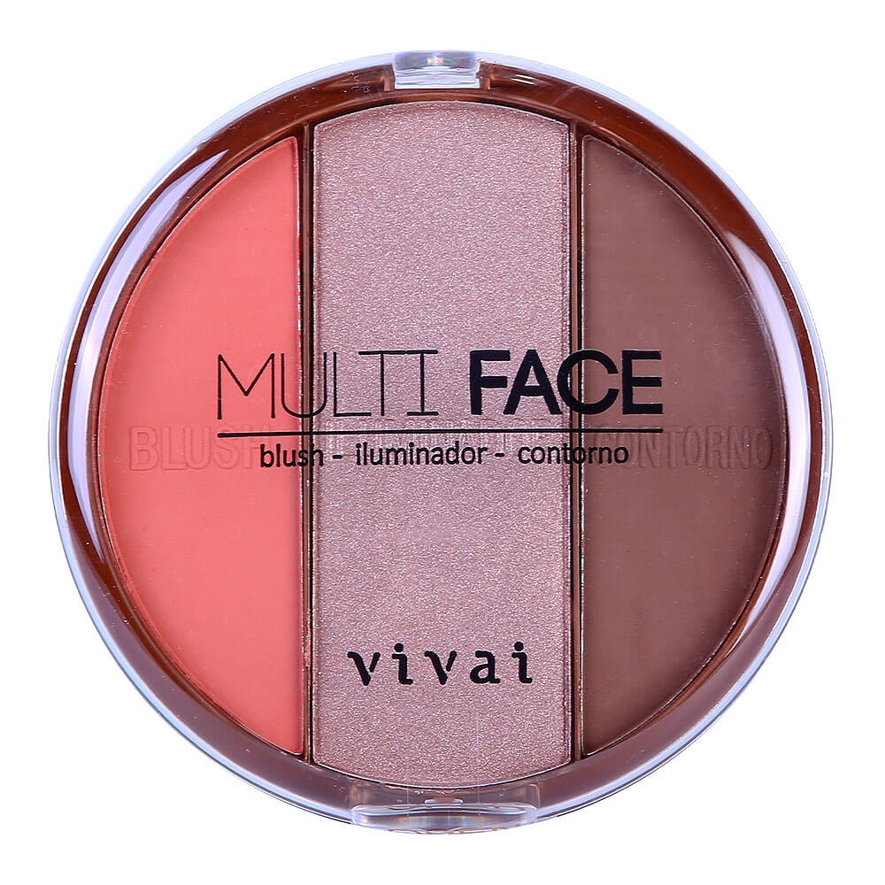 Paleta de Blush, Contorno e Iluminador Multi Face da Vivai 3 Em 1 Atacado Barato