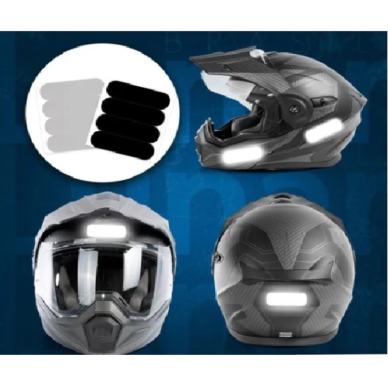 Kit De 4 Adesivo Refletivo ORIGINAL Para Capacete De Moto e Capacete De Bicicleta Nas Cores Branco e Preto