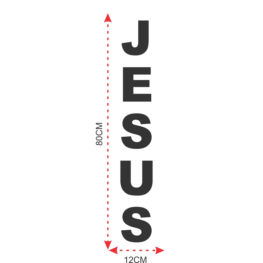 Adesivo Frase Jesus 110x16cm Metalizado Religião Fé Púlpito Igreja Deus evangelho salmo