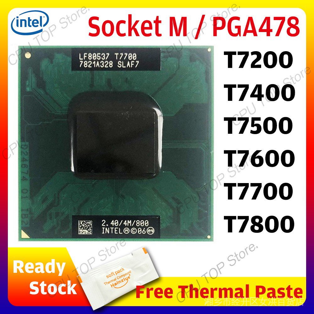 ⚡️ Intel Core 2 Duo T7500 T7700 T7800 T7600 T7400 T7200 Processador De CPU 4M 34W Soquete M/mPGA478MT PGA478