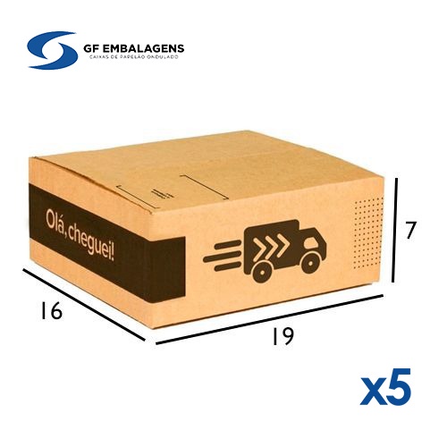 Caixa de Papelão Envios para E-Commerce - G37 - 19 X 16 X 7 - 5 Unidades em Oferta na Shopee