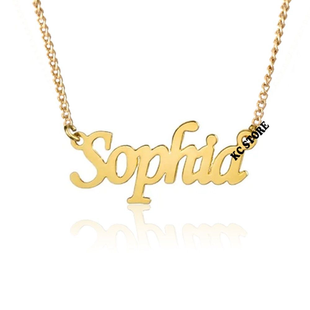 Colar corrente de Nome  Sophia feminino adulto infantil menina folheado a Dourado