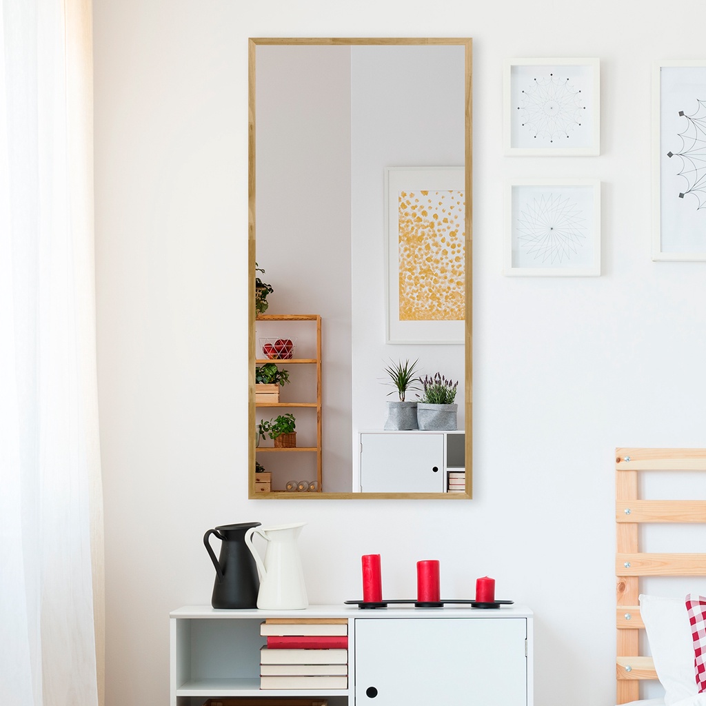 Espelho Grande Com Moldura e Acabamento C/ Reforço Para Decoração de Banheiro Quarto e Sala de Estar
