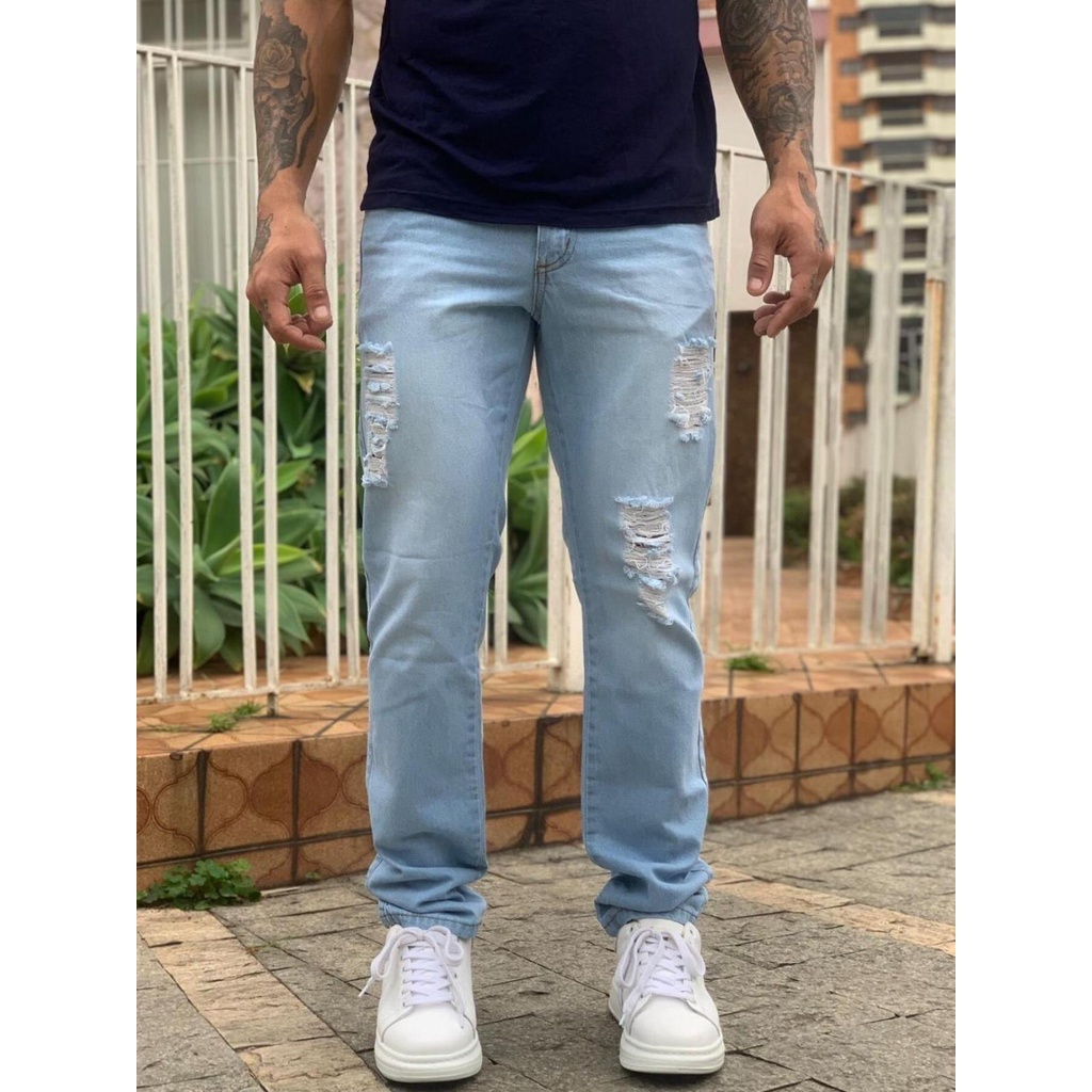 Calça Rasgada Masculina 100% Algodão em Oferta na Shopee