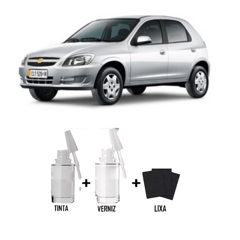 Tinta Tira Risco Automotivo Prata Polaris GM + Verniz 15ml