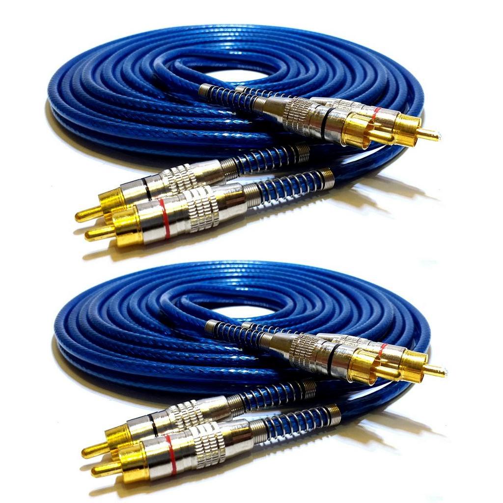 2 Cabo RCA Blindado 5 Metros 5mm Som Automotivo Amplificador