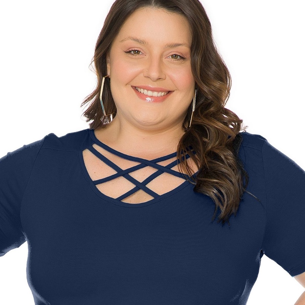 Promoção Blusa Plus Size Feminino Com Tiras Roupas Tamanho Grande 103722