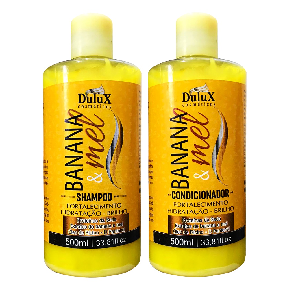 Shampoo e Condicionador 500ml óleo de rícino Banana e Mel em Oferta na Shopee
