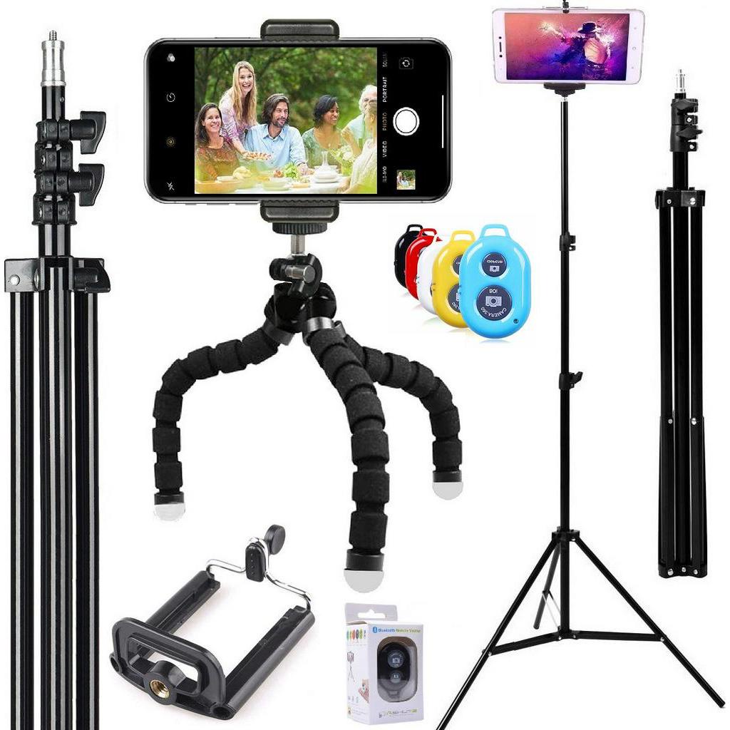Kit Youtuber Tripé Profissional Celular Câmera Universal + Controle Bluetooth