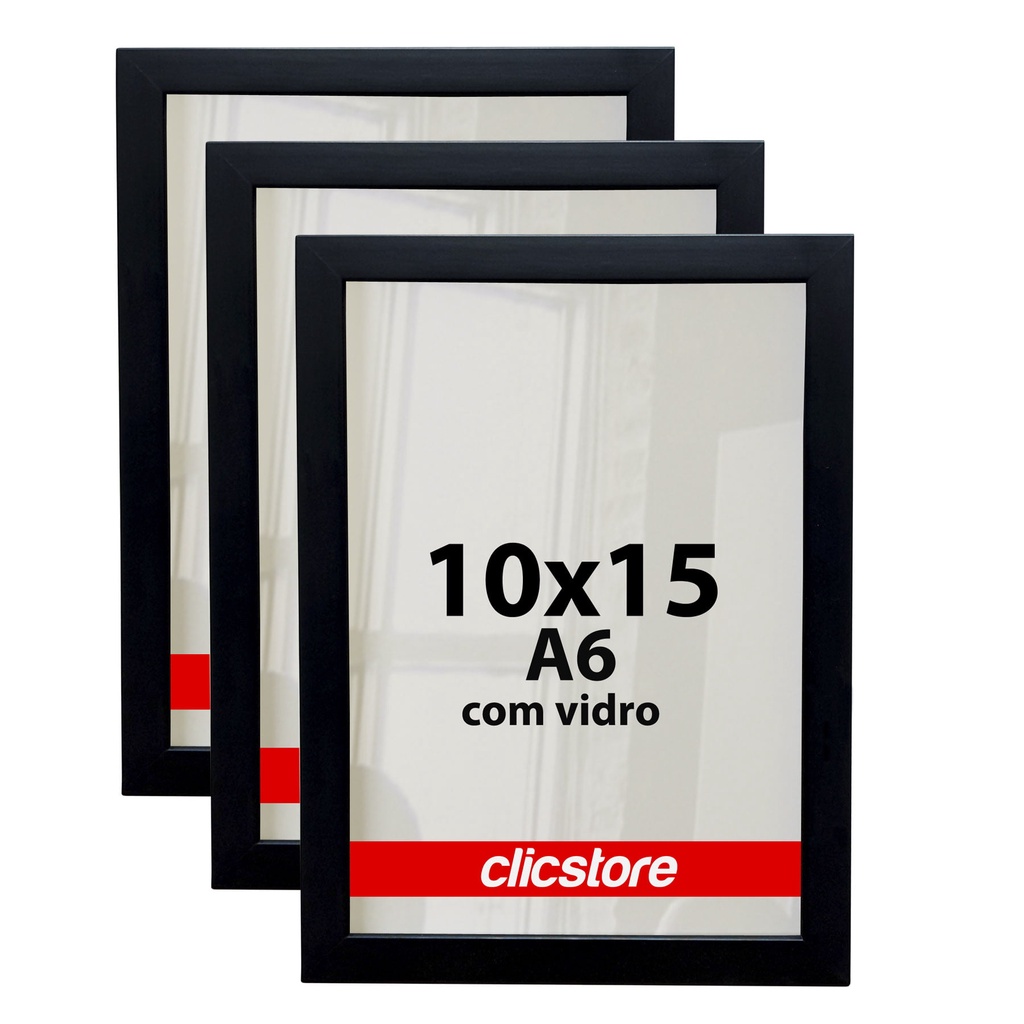 Kit 3 Molduras Quadros 10x15 Fotos Poster Retrato Com Vidro em Oferta na Shopee