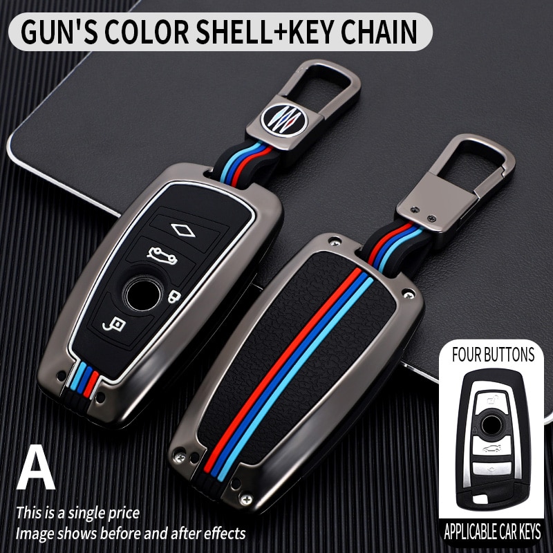 Liga Galvanizado Tampa Da Pele Do Caso Fob Chave Carro Inteligente Para BMW 3 4 5 Série 320i 530i 550i F20 F21 F30 F31 F25 F01 F