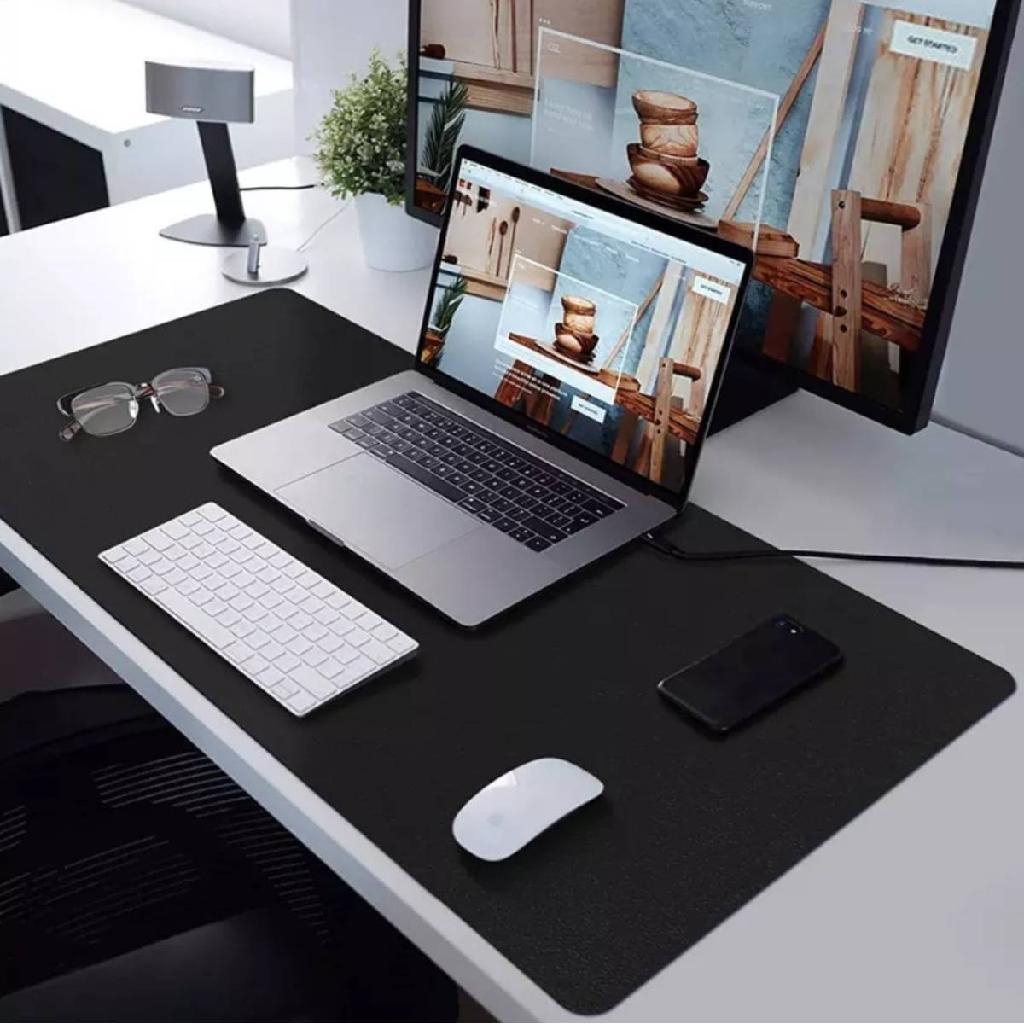 Mouse Pad Grande 100x48cm Gamer home Office Courino Sintético Antiderrapante Preto