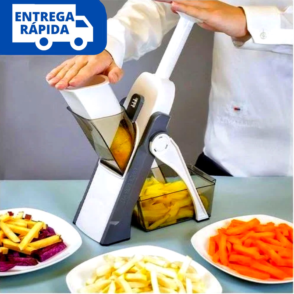 Cortador Fatiador Mandoline Multifuncional 5 Funções para Cortar Batata Legumes e Vegetais Food Chopper Inovador