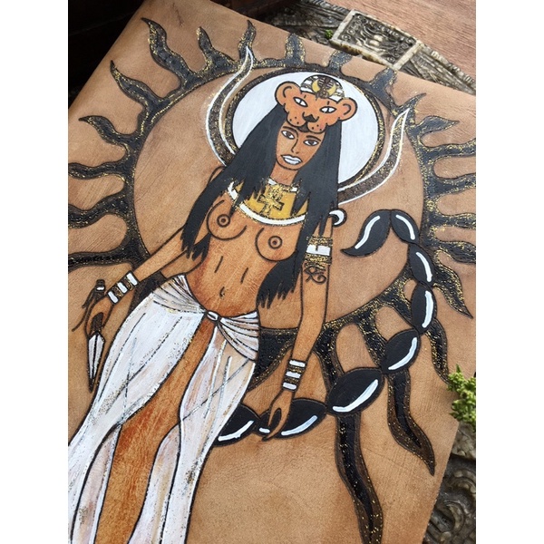 Grimório Livro das Sombras Skechbook - A4 200 Folhas - Sekhmet Pintado by Rê Penna