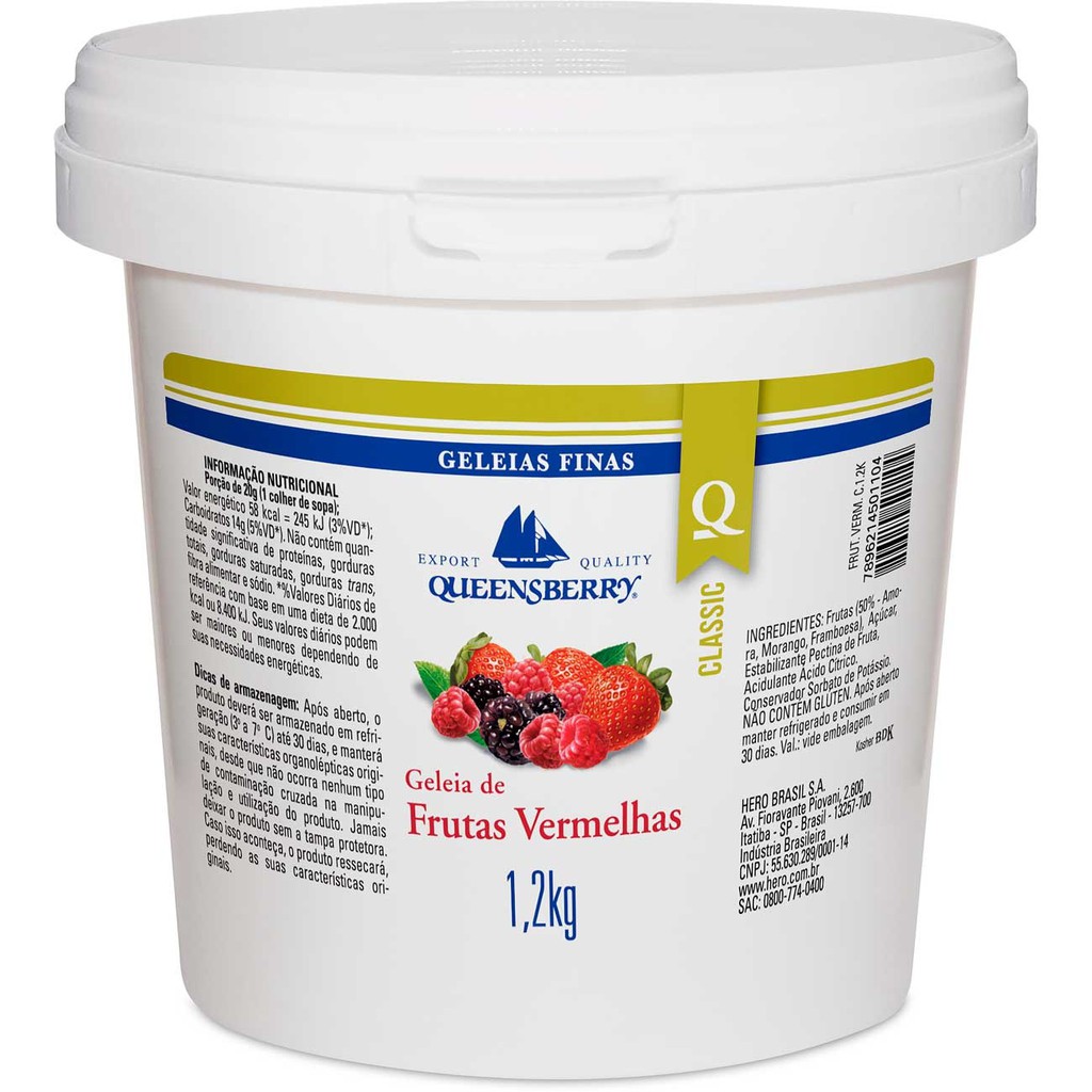 Geleia Queensberry Institucional 1,2kg Frutas Vermelhas