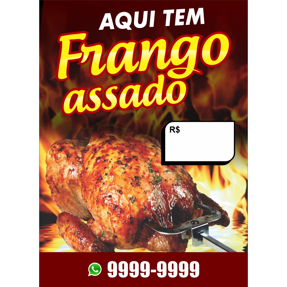 Banner  Frango Assado lona propaganda cartaz venda empreendedorismo
