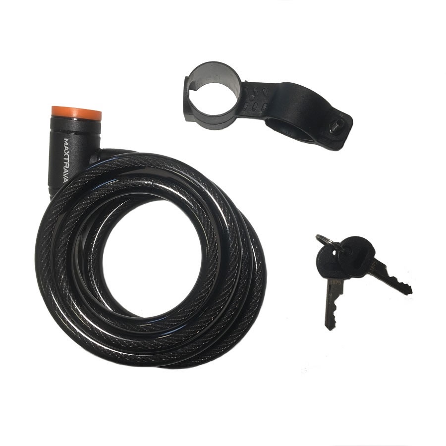 Cadeado trava bicicleta moto com chave Max Trava 12 mm x 1500 mm c/ suporte