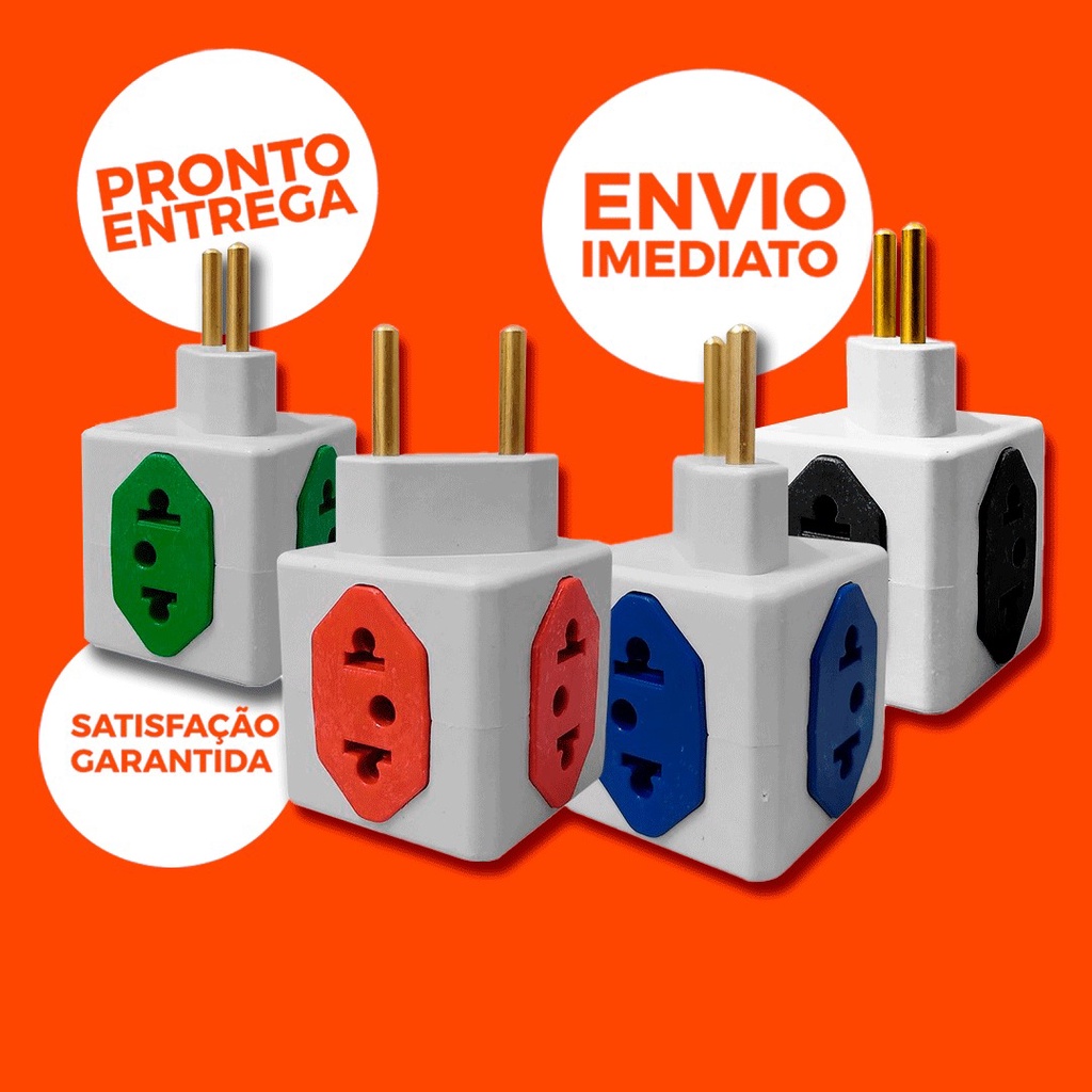 Adaptador Benjamin T Cubo 4 Tomadas Energia Casa Cozinha Coloridos