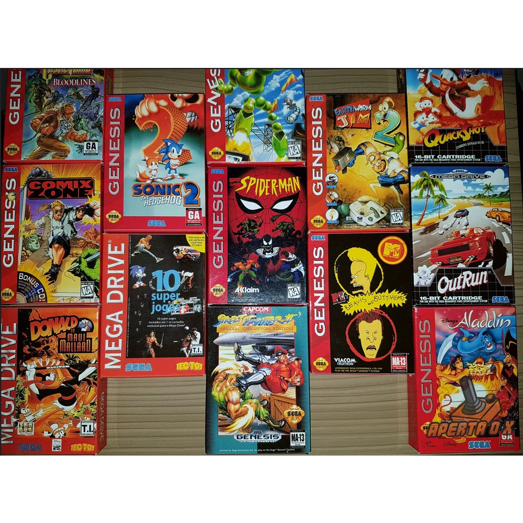 Encartes para jogos de video game (Mega Drive, Playstation, Master System, Nintendo DS)