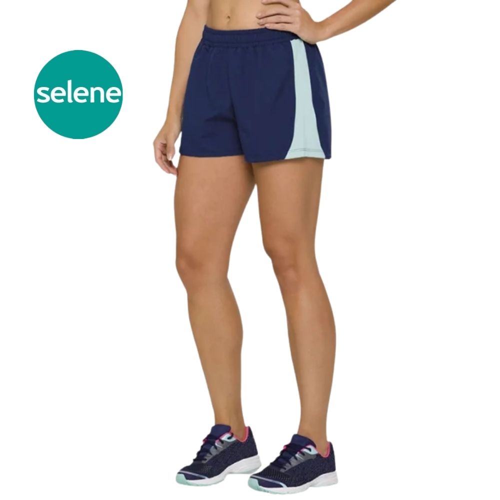Short Modelo Feminina Para Academia Liso Selene Com Cos Em Elastico Esportivo Corrida Poliester Original Com NF