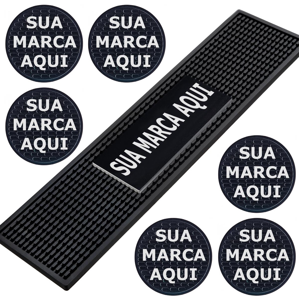 Kit Bar Mat Personalizado + 6 Porta Copos Tapete Bar Casamento Empresas Emborrachados - Lootus