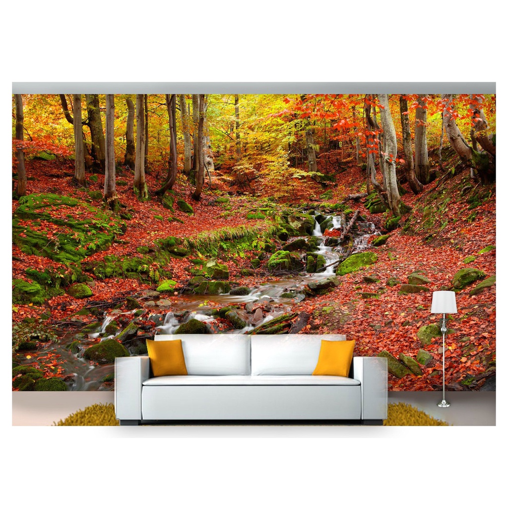 papel de parede Cachoeira Natureza Outono 3D m² NCH182
