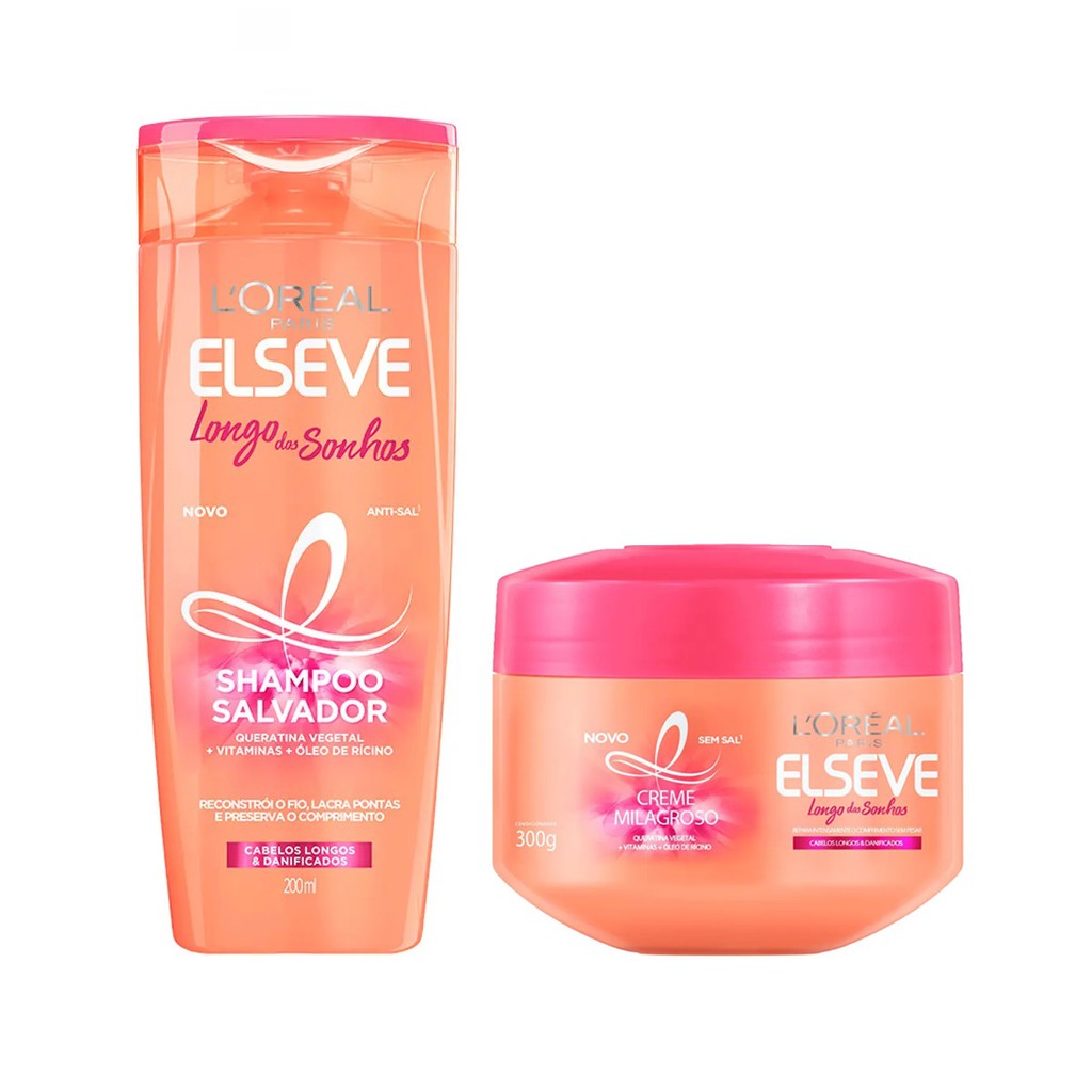 Kit Elseve Longo dos Sonhos Shampoo 200ml + Máscara Loréal Paris - 2 Itens em Oferta na Shopee