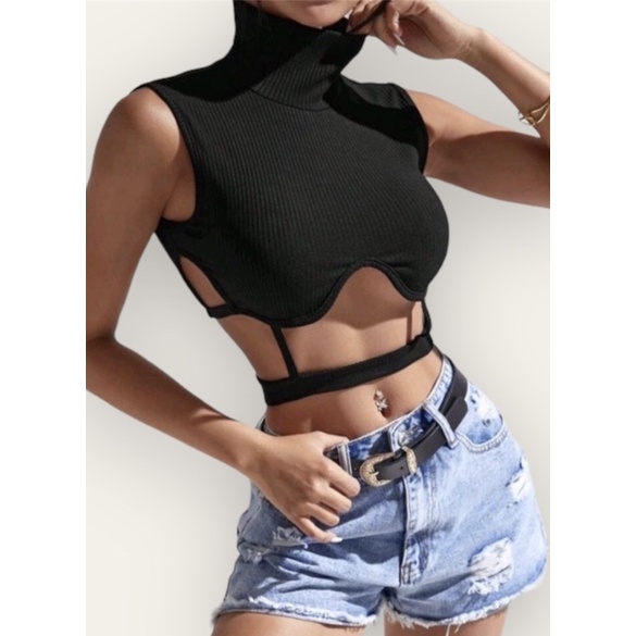 Regata Cropped Anitta Malha Canelada