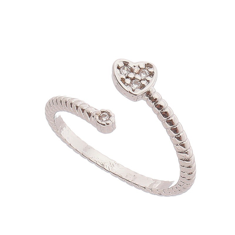 Anel Feminino Anéis de Ouro Banhado Anel Ouro Folheado Cor de Prata Banho de Ródio Branco Anel Feminino Ouro Banhado Semijoia com Garantia Falange Coração e Ponto de Luz