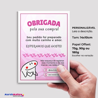 Cartão de Agradecimento ao Cliente Personalizável Carta para Unbox 10x14 para loja feminina - Obrigada pela compra em Oferta na Shopee