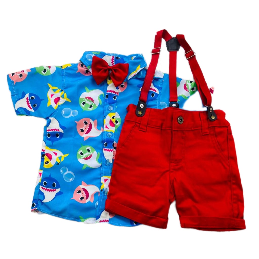 CONJUNTO BABY SHARK temática infantil menino social