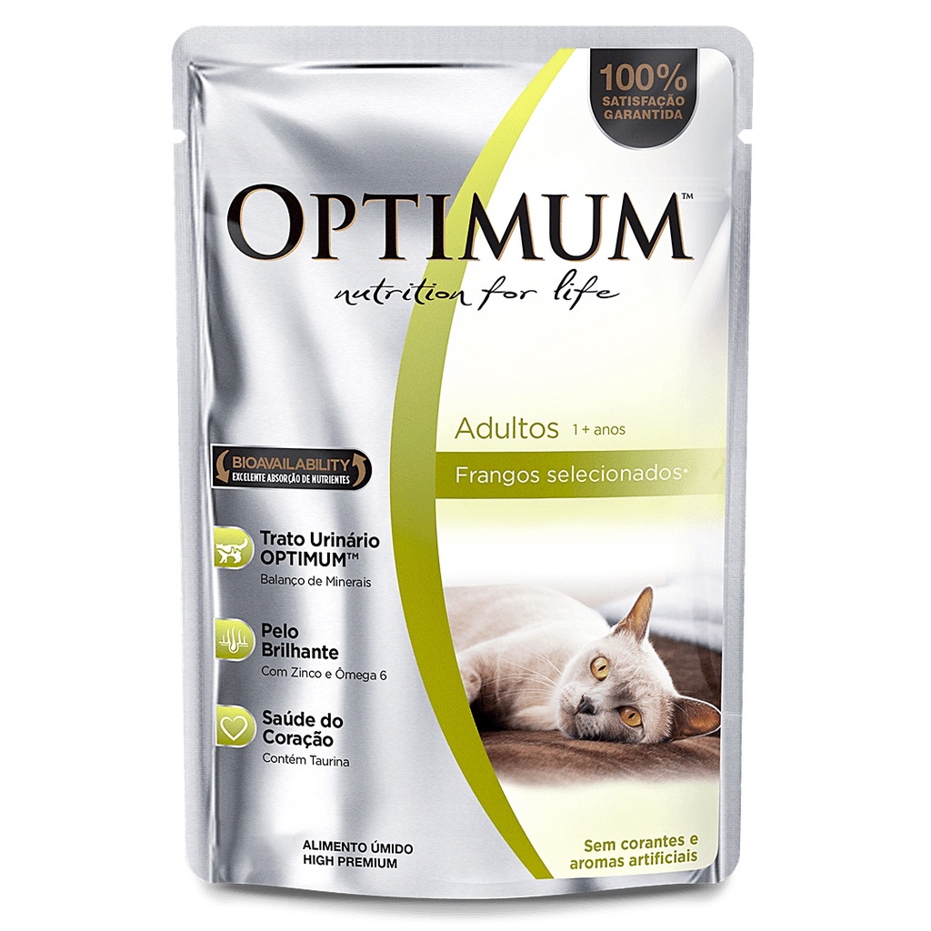 Alimento Úmido Optimum Sachê Frango para Gatos Adultos 85g