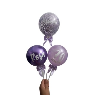 topo de bolo de balões personalizados ballon cake trio